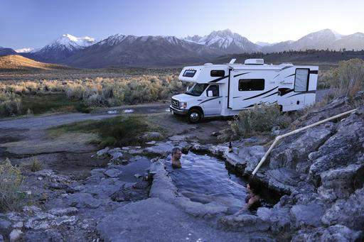 RV Parked off the Grid in the Mountains