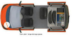 Floor Plan: Storage space of 2 Berth Beta camper